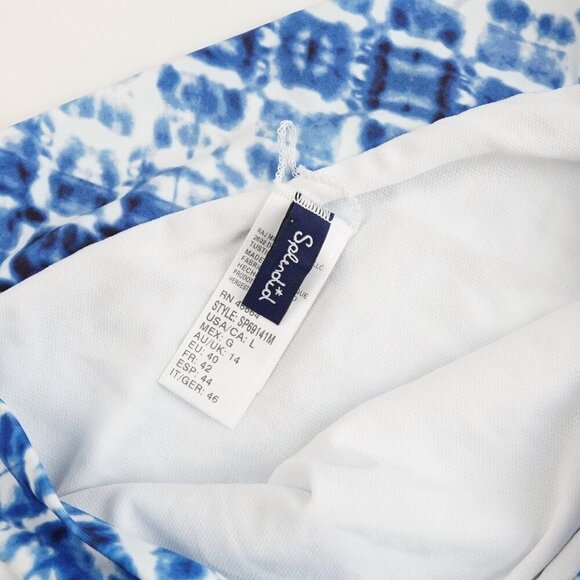 Splendid Bikini High Waist Tie Front Hidden Shores Blue Tie Dye - Size Large - Picture 3 of 4